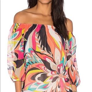 Trina Turk Esme Fluer 100% silk top Size M